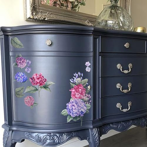 Neukids Möbel Transfer Aufkleber Rosa Lila Hortensie, reiben auf Transfers für Kunsthandwerk, UV DTF Aufkleber für Schlafzimmer Wohnzimmer Bücherregal Tisch Kleiderschrank Schreibtisch Dekoration