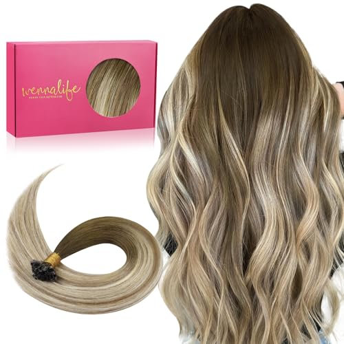 WENNALIFE Bonding Echthaar Extensions, 55cm 50g 50s Platinblond Echthaar Extensions mit Keratin Bondings, U Tip Hair Echte Haare Extensions, Invisible Extensions Echthaar