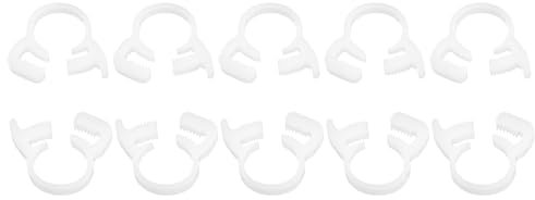 sourcing map 10 Pcs Double Snap Grip Hose Clamps, Plastic 9.1-10.2 Mm/0.36-0.4 Inches Inner Dia Adjustable Several Ratcheting Tubing Clamp for Home, White