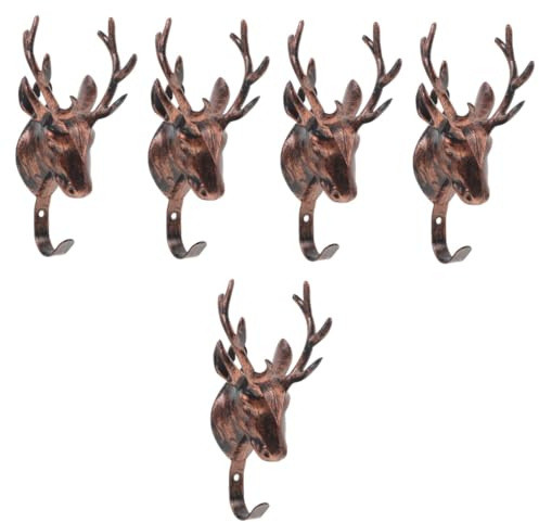 Cabilock 5 Stück Hirschkopf Haken Wandhaken Hirsch Wandhaken Retro Haken Vintage Haken Handtuchhaken Badezimmer Wandbehang Haken Für Zuhause Wandaufhänger Dekorativer