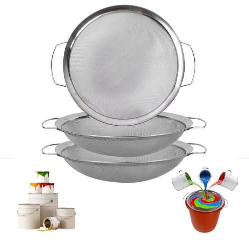 3pcs Stainless Steel Fine Mesh Paint Strainer Fits a 5 Gallon Bucket,60 Mesh Filter Impurities fit Emulsion Honey Funnel Filter Paint Bucket Filter Tool Insert Strains, Easy to Clean and Reusable