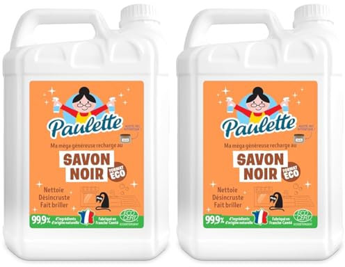 Paulette - Savon Noir - Ultra-Dégraissant Ménager Multi-Surfaces Ecocert - Fabriqué en France - 5 L (Lot de 2)