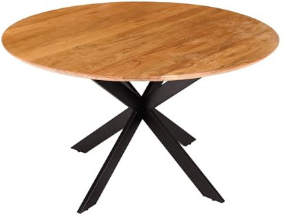 Riess Ambiente Massiver Esstisch Galaxie 130cm rund Natur Akazienholz schwarz Metallgestell