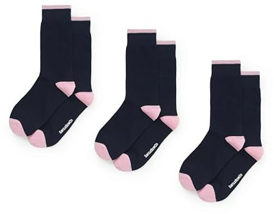 THE SAVILE ROW COMPANY LONDON Men's Luxury Combed Cotton-Blend Dress Socks - Pack of 3-43-46 - Navy/Pink