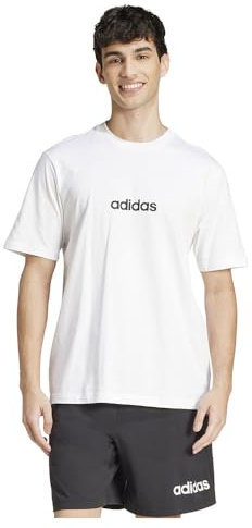 adidas Essentials Linear Single Jersey Tee, Cotton, White