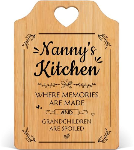 SECOGM Cadeau pour grand-mère, cadeau d'anniversaire de la part de petits-enfants, planche à découper en bambou faite à la main, cadeaux pour grand-mère pour la fête des mères, Noël