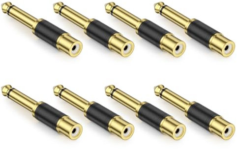 EMK RCA auf 1/4 Zoll Adapter (6,35 mm auf RCA Adapter) – vergoldete RCA-Buchse auf Viertelzoll-Buchse TS Mono Adapter Phono Audioanschluss für Mischpult, Subwoofer (RCA auf 1/4 Adapter 8 STK)