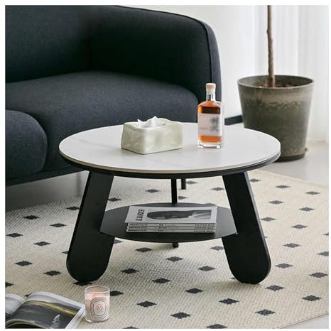 HBOOMOEM Couchtisch,Kleiner Tisch Wohnzimmer,Runder Couchtisch,Beistelltisch Set Mit Metallgestell,Stilvolle MöBel Mit Metallrahmen FüR Wohnzimmer, BüRo, Empfangsraum.(Coffee Table)