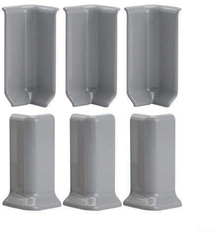 Lot de 6 blocs d'angle pour plinthe, 3 connecteurs intérieurs + 3 coins extérieurs, pour plinthes de 8 cm de hauteur, pour garniture murale de maison (M gris)