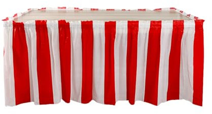 Dewocke Rot-weiß Gestreifter Tischrock, Tischröcke für Zirkus Themen Partys, Karneval Dekoration Party, Geburtstag Party Deko, Wasserfest - 73 x 426 cm