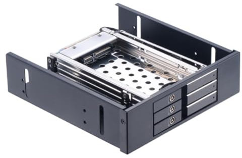 Umsoxhy Aluminiumgehäuse 3Bay SATA Adapter 2,5 Hot Swap SSD Festplattenhalterung für 5,25 Optibay