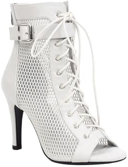 MJGkhiy Scarpe Donna Eleganti con Tacco a Spillo Bianco Women's Heeled-Sandals in Rete Tacchi Heels Dance Scarpe da Ballo Latino Americano Scarpe Sexy Nero Moda Sandali Stivali Tacco Alto