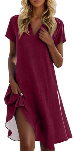 Robe De Bal Longue Femme Chic Et Elegant Fond Robes Business Grossesse Shooting Photo Robe Rose Poudré D'Été Femme Décontractée Empire Robes De Soirée Renaissance (1-Wine,L)