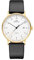 UMR RUHLA 30432 sw – L'élégance rencontre la précision – Montre avec mouvement à quartz 705 – Boîtier en acier inoxydable poli plaqué or IP – Cadran blanc – Verre minéral – Bracelet en cuir noir