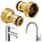 2 Stück Universal-Wasserhahnanschluss für Mischbatterie, Garten Schlauchadapter Wasserhahn Adapter, Messing Schlauchanschluss Adapter, Schnellkupplung Gartenschlauch Anschluss für Home Yard (Golden)
