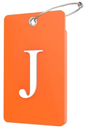 Lammcou Kofferanhänger Flugreise, Personalisiert Rubber Gepäckanhänger mit Adressschild Edelstahlkabel, Gepäck Handtasche Tag Koffer Tasche Etiketten Name Schilder (Orange, J)