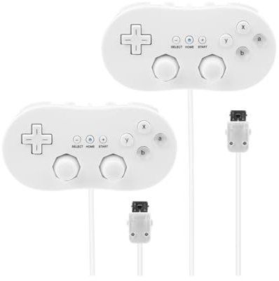 Straße Game 2 X Manettes Classiques Pro Wii/Wii U – Pack 2 Joueurs – Prise en Main Ergonomique – Compatibles Jeux Virtuels et WiiWare – Longueur Câble 1,20 m – Blanc