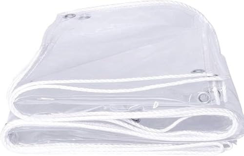 Trsparent Tarp Wasserdicht Mit Tülle 1x4m Klare Planen Heavy Duty Clear Tarpaulin Cover Wasserdicht Outdoor Sonne Schnee Uv Regen Staubschutz, 4x7m