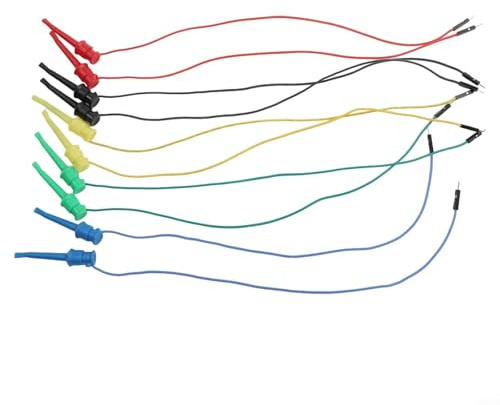 Breadboard Hook Clips - 5 Pcs Silicone Leads with Male Ends for Electrical Testing, for Arduino, and Circuit Projects (37cm, 5 Colors)(Male)
