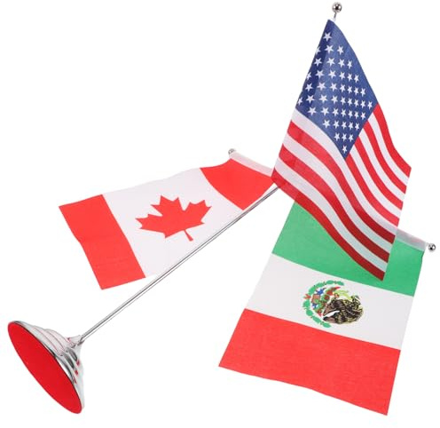 jojofuny Miniatur Us-mexiko-flaggen Edelstahl-flaggenständer Schnelles Werkzeugfreies Aufstellen Platzsparende Schreibtischdeko für Büro Meeting und Party