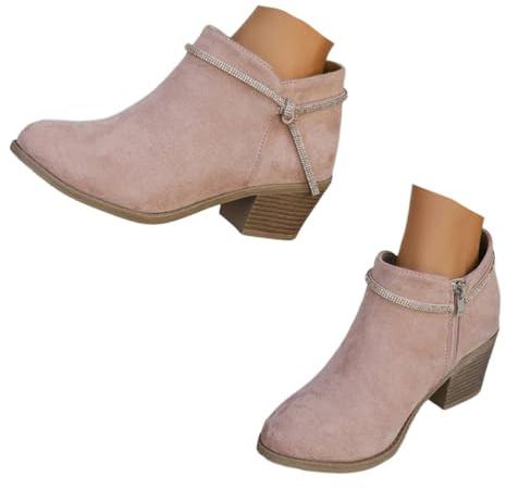 ticticlily Donna Stivaletti Bassi con Tacco Basso Casual Scarpe Primaverili Estivi A Rosa 38 EU
