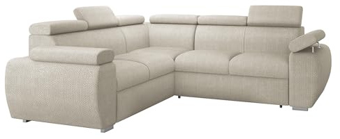 Mirjan24 Ecksofa Boston Maxi, Eckcouch mit Schlaffunktion und Bettkasten, Polsterecke mit Einstellbare Kopfstützen, Ottomane Universal, L-Sofa, Wohnlandschaft (Flow 03, 2rR2P)