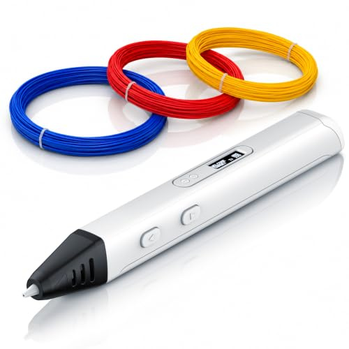 CSL – 3D Druckstift Starterkit - mit OLED Display - inkl. PLA-Filamente - USB C – 3D Stift für kreatives Gestalten/Basteln – Jungendliche und Erwachsene