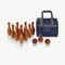 Uber Games Skittles Set – Premium Hardwood Garden Skittles Set with 10 Skittles & 3 Balls, Blue-Topped Lead Skittle & Canvas Storage Bag – 23cm Tall, Fun for All Ages, Classic Outdoor Family Game