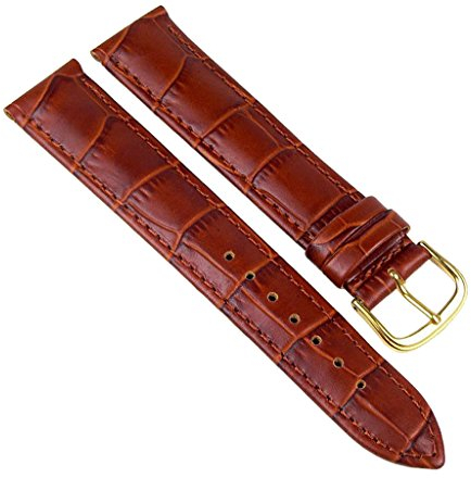 Barington Uhrenarmband Leder Kroko-Print braun 20mm XL 22947G