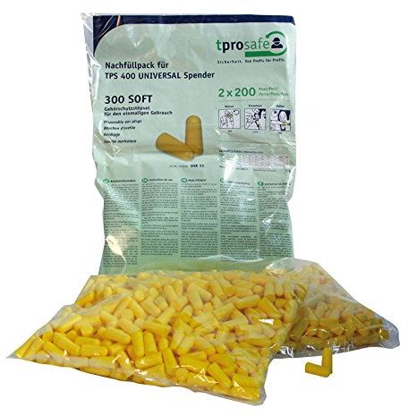 TPROSAFE 300 SOFT Gehörschutzstöpsel, Ohrenstöpsel, Ohrenschutz, Nachfüllpack, 400 Paar