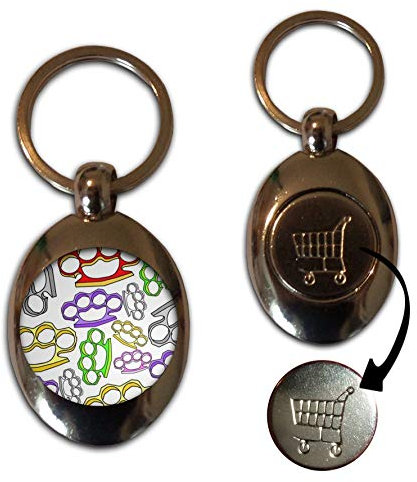 BadgeBeast.co.uk Knuckle Duster Pattern - £1/€1 Metal Shopping Coin Token Key Ring