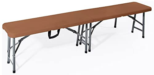 VERDELOOK Panca Pieghevole in HDPE con Struttura in Metallo, 182x28 Altezza 44 cm, Marrone