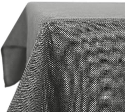 Deconovo Leinenoptik Tischdecke Wasserabweisend Tischwäsche Lotuseffekt 200x137 cm Grau