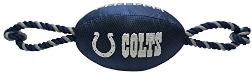 Pets First NFL INDIANAPOLIS COLTS Nylon Football Dog Toy with inner SQUEAKER & Pull Ropes PET SPORTS TOY