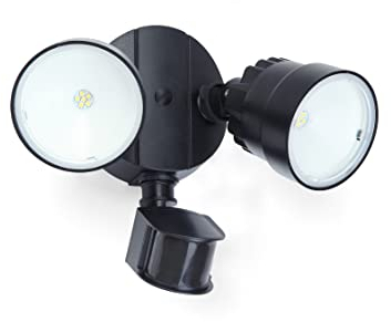 LUTEC P6221A-PIR23-5K PIR-LED-Sicherheitsleuchte, Außenleuchten mit Sensor, Außenwandleuchten, integriertes LED-Flutlicht mit zwei Köpfen, Außenbereich für Terrasse,Garten, Hof,Schwarz,5000 K,1250 lm