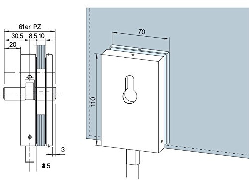 Eckschloss SG, PZ-vorgerichtet, 8 - 12 mm, (05.100) Alu silber eloxiert | Glastürbeschlag - Zubehör dormakaba