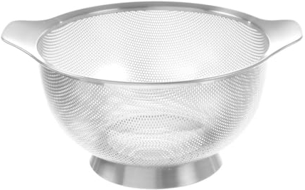 HENDI Passoire de cuisine, egouttoir, tamis pour la cuisine et le lavage des pâtes, des nouilles, des fruits, des légumes, des salades, rond, perforée, avec base et 2 poignées, ø260x(H)140 mm, Inox