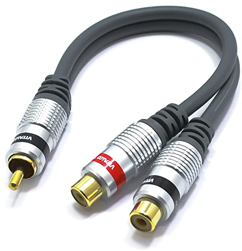VITALCO Adaptador RCA en Y 1x Machos a 2x Hembra Y RCA splitter en cable Machos a Doble Hembra