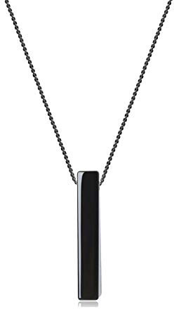 COAI Geschenkideen Unisex Lange Halskette aus Obsidian Glatt Stereo Rechteck Quader Anhänger 60cm