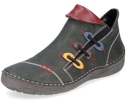 Rieker Damenschuhe Stiefeletten Reißverschluss Stiefel Grün Freizeit, Schuhgröße:42 EU