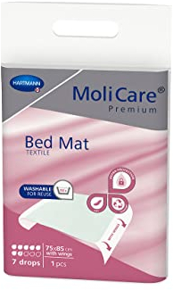 MoliCare® Premium Bed Mat Textile - 75x85 cm - 7 Tropfen (mit Flügel) - waschbare Krankenunterlage