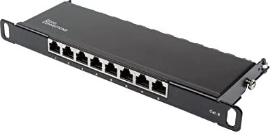 Good Connections Panneau de brassage 10 - Pour boîtier mural/armoire réseau 10 - Catégorie 6, 250 MHz - Compatible GIGABIT - 8 ports - 0,5 U - Blindé - Ouverture sans outil - Noir profond (RAL9005)
