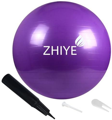ZHIYE Lila Pilates Ball 45 cm Yoga Gymnastikball Core Fitness Bender Yoga Stabilität Stange Training Physiotherapie Schweizer Ball Gym Home