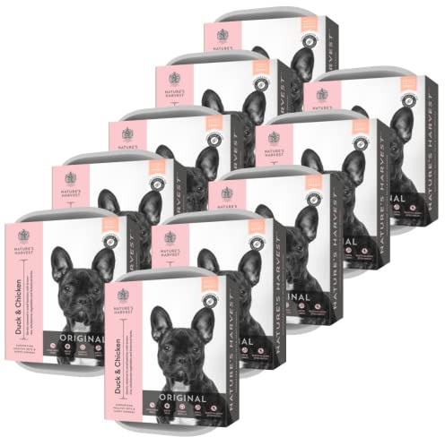 Nature’s Harvest Natural Complete Wet Dog Food, Duck, Chicken & Brown Rice for Fussy Eaters and Sensitive Stomachs, Wet Dog Food Multipack 10-Pack, for Adult and Senior Dogs