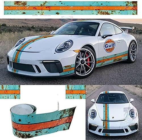 Graphic Express Gulf Oil Aufkleber für Unterkassette, Racing Le Mans Herbie 53 Cox Rost Shabby (22 x 160 cm)