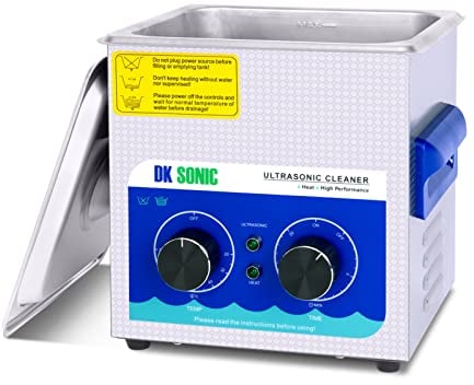 DK SONIC Nettoyeur à Ultrasons, Nettoyeur De Bijoux à Ultrasons 60W 2L avec Chauffage Et Minuterie Mécanique pour Le Nettoyage des Bijoux, des Verres, des Pièces De Monnaie (Panier Inclus)