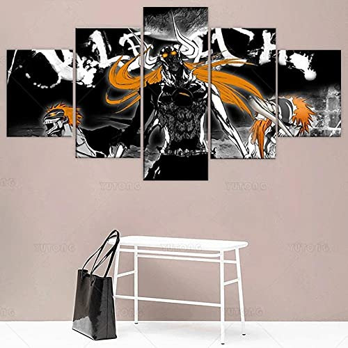 Toaueng Poster & Kunstdrucke 5 Stück Leinwandichigo Kurosaki Anime Bleach 150×80Cm 5 Leinwand Kunst Wandkunst Fünf Teile Tafelmalerei Wandbild Hd Poster Modernes Modulares Bild
