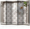 murando Raumteiler Foto Paravent Lederoptik 225x172 cm beidseitig auf Vlies-Leinwand Bedruckt Trennwand Spanische Wand Sichtschutz Raumtrenner Design Lilien Blumen Stepp Polster a-C-0104-z-c