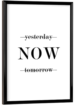 artboxONE Poster mit schwarzem Rahmen 18x13 cm Typografie Yesterday/Now/Tomorrow - Bild Yesterday Heute jetzt