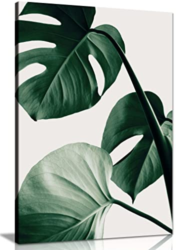 Panther Print Fine Art Prints Wandbild Kunstdruck auf Leinwand, Monstera-Pflanzenblätter, Grün, 61 x 41 cm